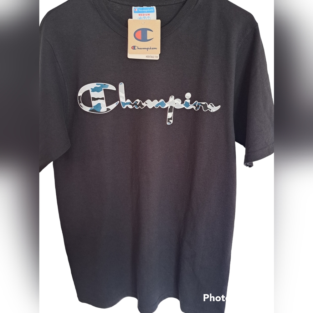 Men's Champion Black Heritage Tee